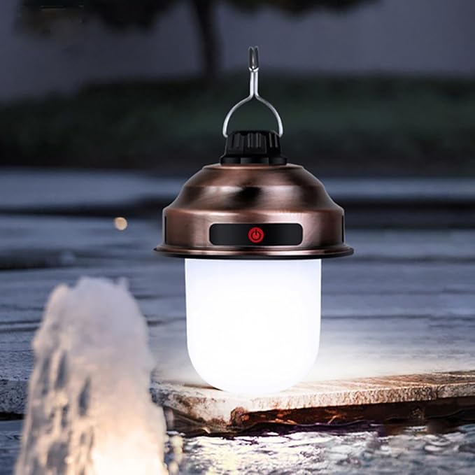 GLEAVI Rechargeable LED Tent Lamp Outdoor Camping Lantern Portable Retro Horse Lantern Super Bright Copper Color for Hiking and Backpacking
