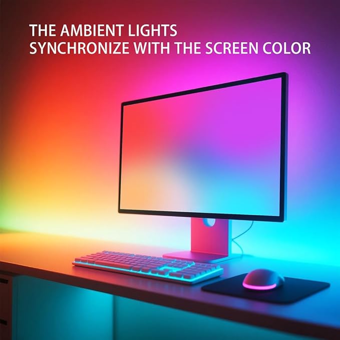 pc sync Light bar，LED Light Strips Deliver Synchronized Lighting Effects with Screen Colors and Music, Compatible with Win/Mac Systems. (PC Sync Light (for 27-inch Models))
