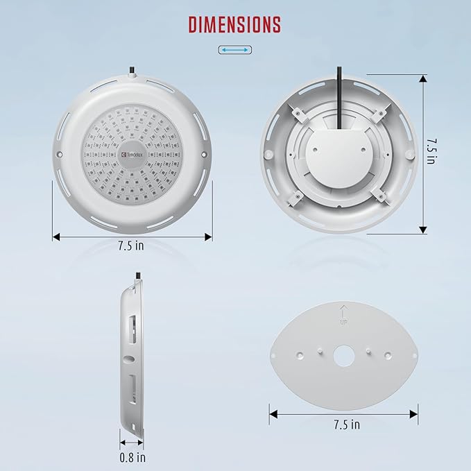 LED Swimming Pool Light, Surface Mounted Super Bright 30 Watt RGB Underwater Lamp with Mobile App and Remote for Inground & Above Ground Pools, IP68