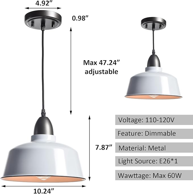 Modern Farmhouse White Pendant Light Fixture Macarons Dome Kitchen Island Pendant Lights for Home Bar Countertop Canteen Dining Room Restaurant Bedroom Bathroom