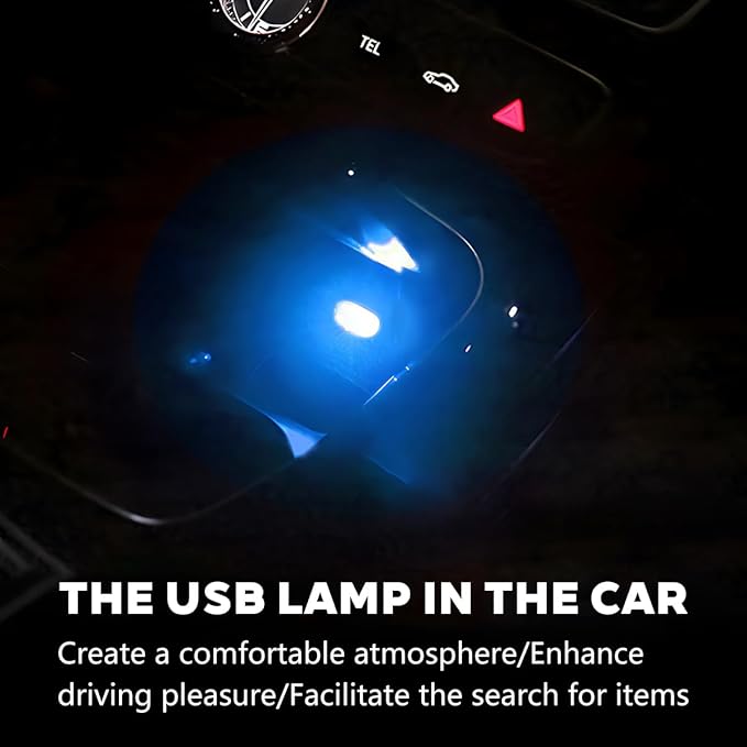 4PCS USB LED Car Interior Atmosphere Lamp, Portable Plug-in Mini Vehicle Night Light, Automotive Trunk Ambient Lighting Decoration Kit, Universal for SUV Sedan Truck (Blue)