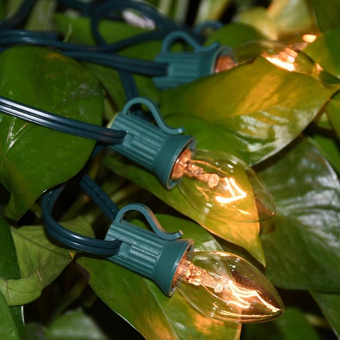 GOOTHY 25 Pack C7 Clear Replacement Bulbs, C7 Clear Light Bulbs for Christmas Outdoor Patio Indoor String Lights, C7/E12 Candelabra Base, 5 Watt Night Light Bulbs