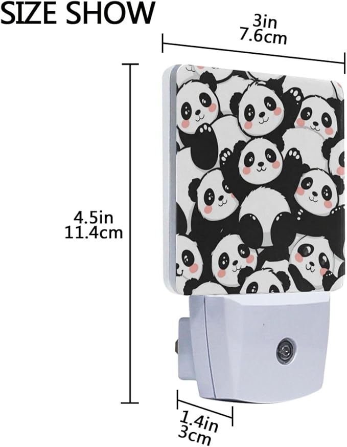 Vdsrup Cute Baby Panda Night Light Set of 2 Lovely Bear Animals Plug-in LED Nightlights Auto Dusk-to-Dawn Sensor Lamp for Bedroom Bathroom Kitchen Hallway Stairs