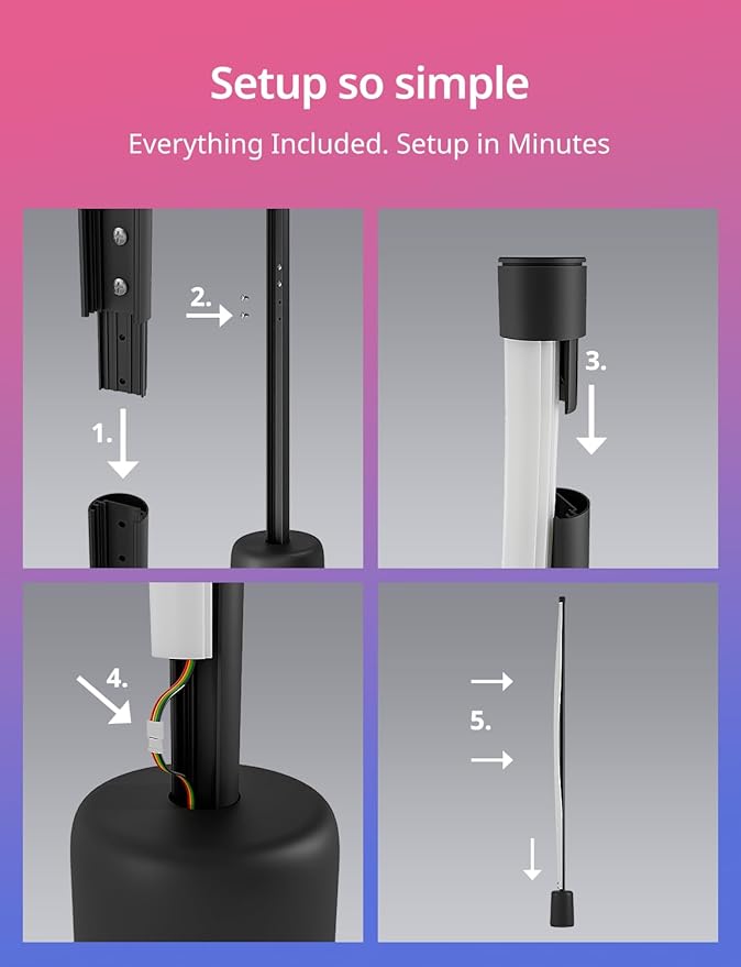 Ailofy Corner Floor Lamp, 1500lm RGBW LED Lamp, Alexa & Google Assistant Compatible, 16 Million DIY Colors, Music Sync, App Control, Modern Smart Floor Lamp for Living Room, Bedroom, Black