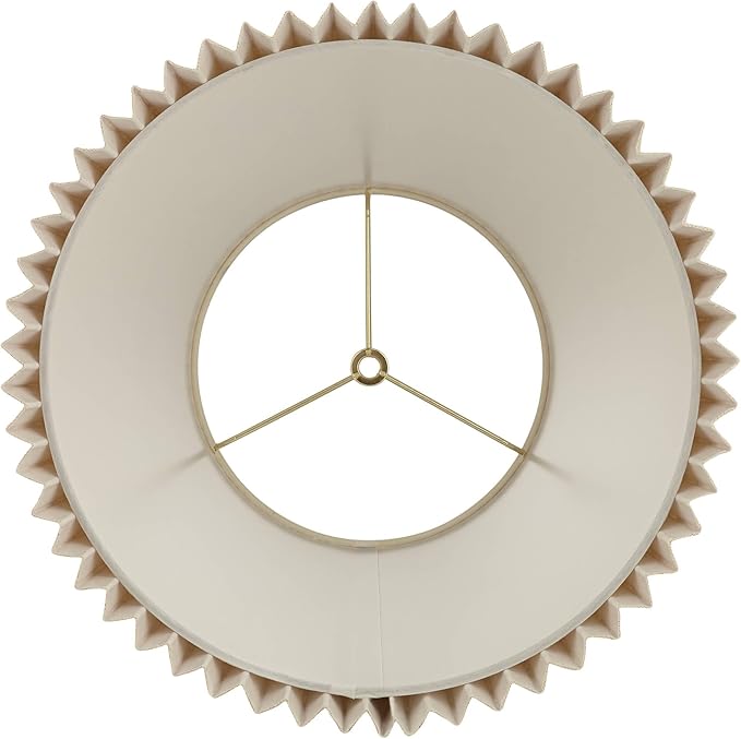 9" Top x 14 1/2" Bottom x 10" High x 10" Slant Lamp Shade Replacement Large Beige Empire Round Modern Fabric Wide Pleated Spider Harp Finial - Springcrest