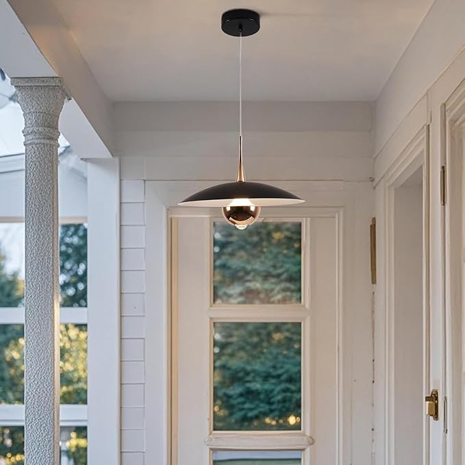 KCO Lighting Modern Black Metal Pendant Lamp Brass Gold Kitchen Island Pendant Light Industrial Matt Black Barn Pedant Lighting Adjustable Retro Vintage Farmhouse Hanging Dining Lights Fixture