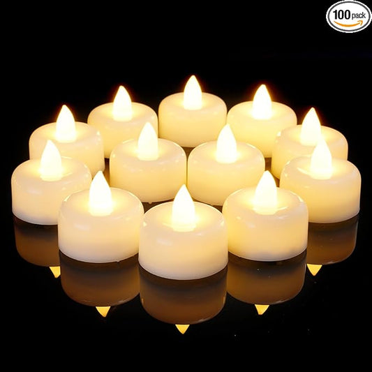 Amagic 100Pack Flameless LED Tea Lights Candles Battery Operated, Electric Fake Tealight Candles for Votive, Halloween, Christmas, Home Decor, Wedding, Table Decor (100Pack)