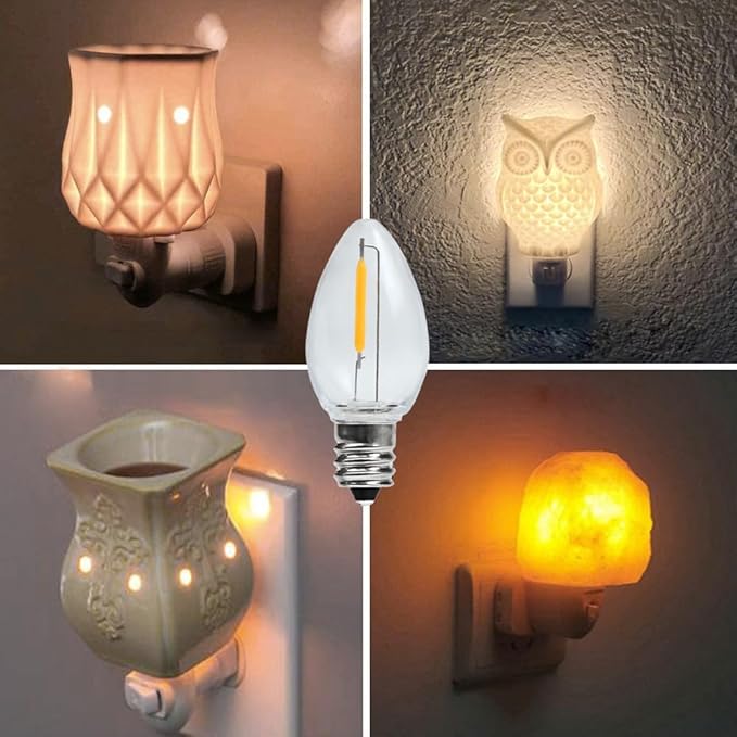 Night Light Bulb – C7 E12 LED Bulbs – Candelabra, 0.6 Watt Equivalent 7W Incandescent Bulb, Warm White 2700K, Window Candles & Chandeliers Replacement Bulb, 12 Pack