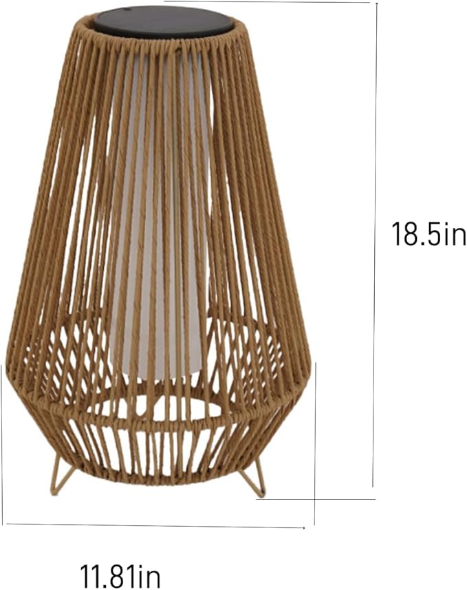 EcoGreen Rocket Floor LED Solar Rattan Lamp – 11.81 * 18.5 Inch Anti Rust Steel Frame with Weaving &Built-in Lights, Warm Glow, 8H Runtime, Solar-Powered Light for Garden & Patio – Single Pack/Large