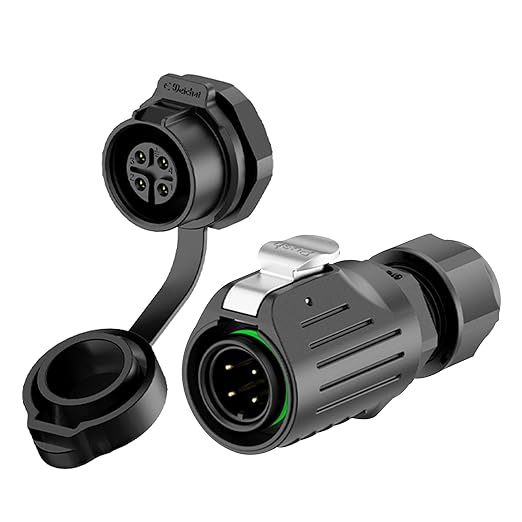 EW-LP16 Industrial Waterproof Connector IP68 Quickly Plugging Aviation Connector PBT Plastic Shell Circular Connector Fast Release Electrical Connector M16 2-9 Pin Thread Socket (4 Pin)