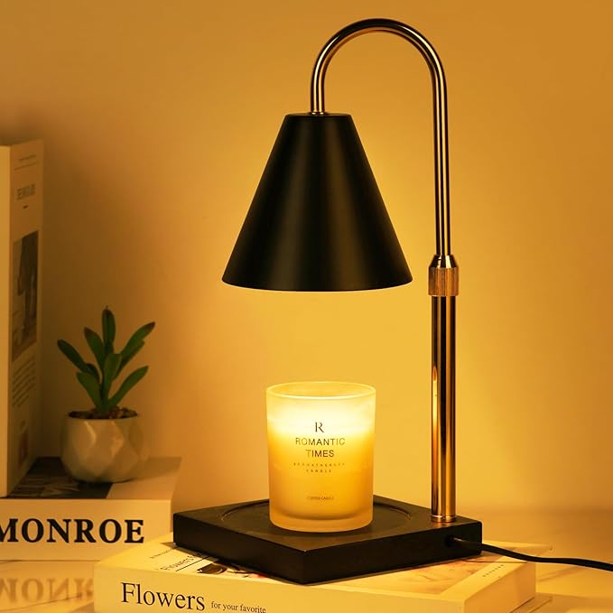 Candle Warmer Lamp with Timer Dimmer, Electric Candle Lamp Warmer for Bedroom Decor, Birthday Gifts for Women Mom, Height Adjustable Metal Candle Lamp, Home Decor for House Warming Gifts, Black