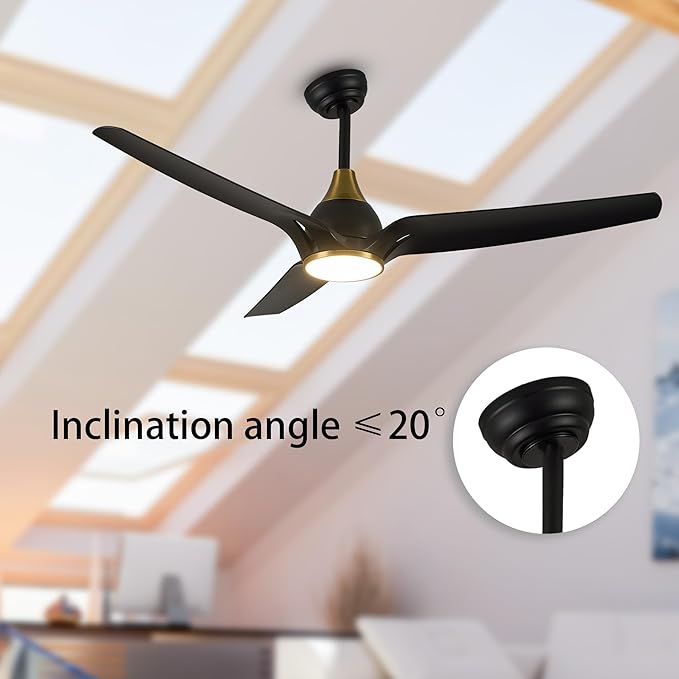 Ceiling Fans with Lights,52 inch Black Ceiling fan with App and Remote Control,Reversible modern DC ceiling fans,3CCT,Dimmable,Noiseless,Ceiling Fan for Bedroom,Living Room,Indoor/Outdoor Use