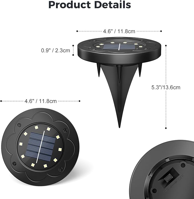 Brightown Solar Lights Outdoor Waterproof, 12 Packs LED In-Ground Solar Yard Lights for Yard, Patio, Garden, Lawn, Deck, Outside, Pathway, Driveway, Walkway, Sidewalk, Cold White