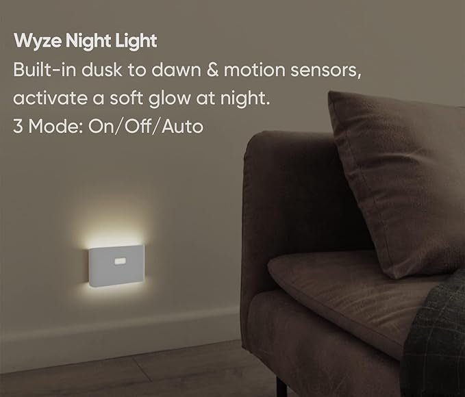 Wyze Lifestyle Rechargeable Night Lights with Dusk to Dawn & Motion Sensors, Warm & Soft White Stair Lights for Bathroom, Hallway, Linkable, Magnetic Mount, 9 Pack