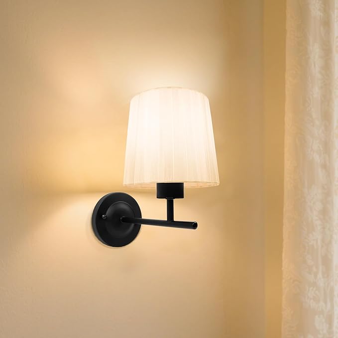 2-Pack Small White Pleated Lamp Shades 6.1×5.1×5.5inch Modern White Fabric Lampshades Replacement for Table Lamps, Wall Sconce, Floor Lamps, Pendant Lamps, Handmade of Natural Linen