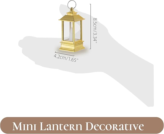 Gold Lanterns Decorative Indoor: 24 Pcs Mini Lanterns for Wedding Table Centerpieces Small Battery Powered LED Lights Bulk for Party Christmas Decor