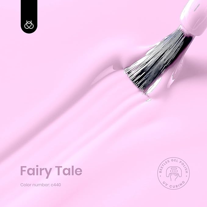 Beetles Pink Gel Polish - Fairy Tale 15ML/0.51Fl Oz, Pastel Light Pink Gel Nail Polish, Soak Off UV LED Lamp Nail Art, Long-Lasting Manicure Salon DIY Home Easter Spring Nails - Gifts for Her