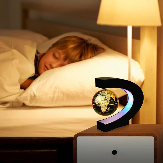 Magnetic Levitation Globe, Multi-Color Changing LED Levitating Globe Magnetic Floating Rotating World Map Globes Decorative Lamp Cool Gifts Night Light for Office Home Desk Decor
