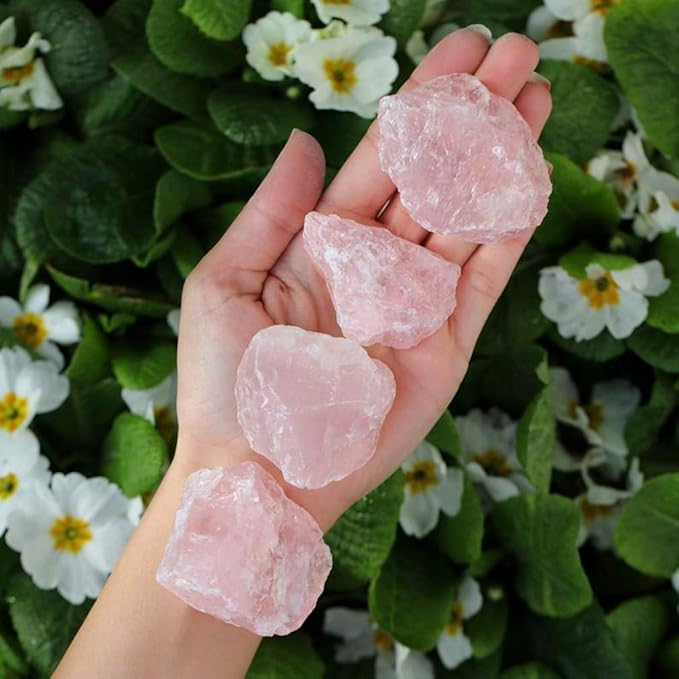 Zenkeeper 1Lb Natural Raw Rose Crystal Large Rose Quartz Stone Rough Gemstones Fountain Bulk Rocks for Tumbling, Cabbing, Polishing, Wire Wrapping, Wicca & Reiki Crystal Healing
