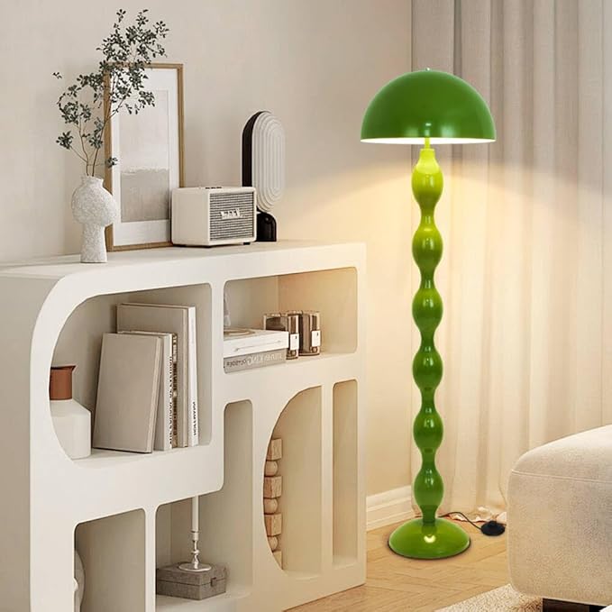 Green Floor Lamp Mushroom Lampshade,Vintage Floorlamp,Unique Lamps for Living Room Bedroom,Retro Tall Standing Lamp for Study,Girl's Room,Office,Apartment,Home Decor,Pretty Lamps Floor,Mid Century