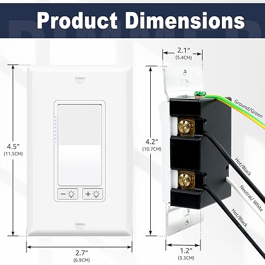 Dimmer Light Switch,Greencycle 10PK 3 Way Dimmer Switch for Dimmable 150W LED CFL Light,600W Halogen and Incandescent,15A 120V,Neutral Wire Not Required,Residential/Commercial,ETL Listed