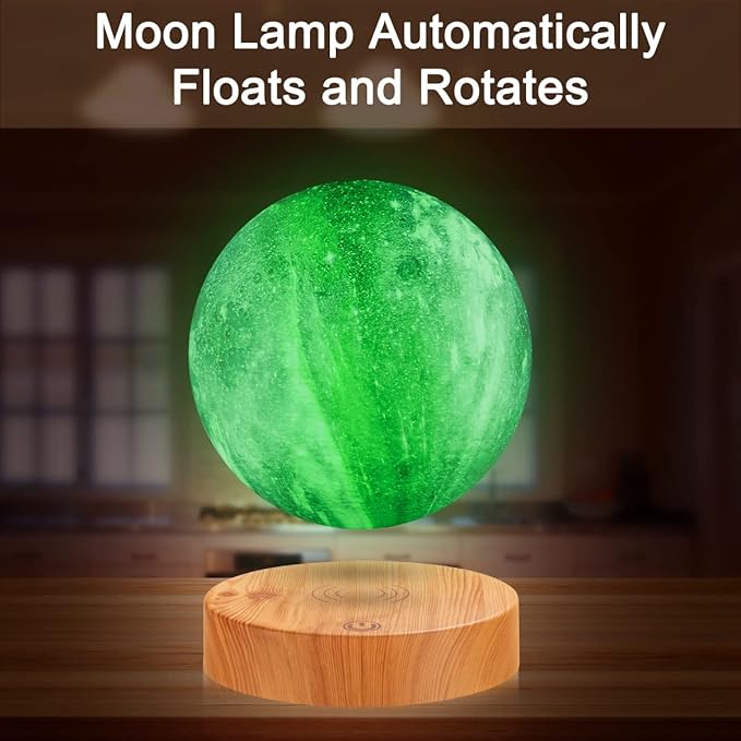 Levitating Moon Lamp, Floating Galaxy Moon Light Spinning 16 Colors LED Moon 3D Printing Magnetic Levitation Night Lights with Remote for Room Office Decoration Cool Gifts