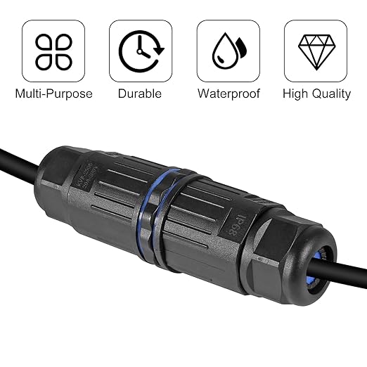 6pcs IP68 Waterproof Junction Box, Outdoor Electrical Cable Connector for 3.5-10mm Wire Range(AC 250V, 16A), Quick Screwless Installation (2505-4Pin)