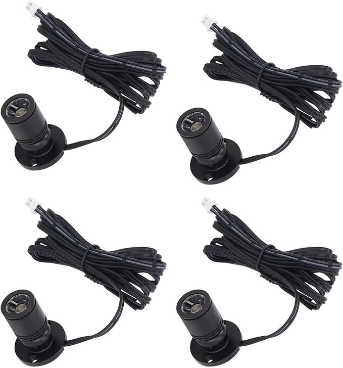 Garosa 4pcs Dimmable Mini Spotlight USB Powered Art Light Adjustable Mini LED Accent Lights Closet Spotlight 5V for Porch Display Cabinets Jewelry Cabinets Entrance Channels (Black)