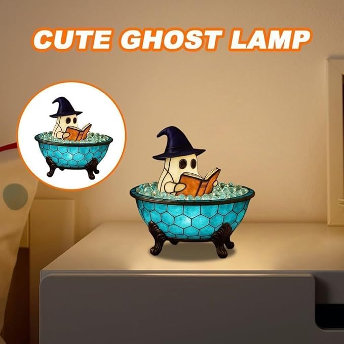 Halloween New Ghost Bubble Bath Lamp, Cute Bathtub Ghost USB Night Lights for Bathroom Halloween Decor, Spooky Season Reading Books Nightlight