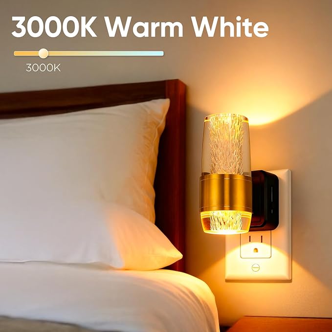 ropelux LED Night Light Plug into Wall, 2 Pack Acrylic Nightlight with 0-100 LM Adjustable Brightness, 3000K Plug in Night Light with Dusk to Dawn Sensor, for Bathroom Bedroom Hallway (2)
