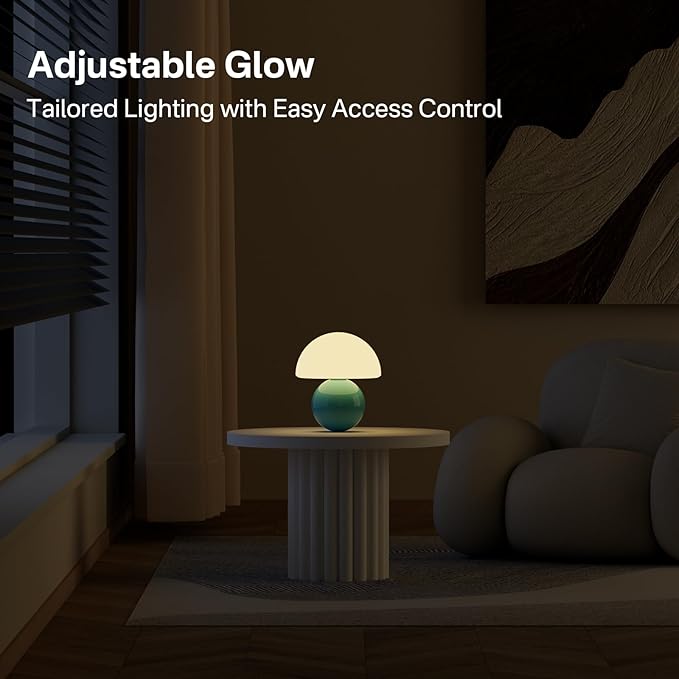 Mushroom Lamp Table Lamp for Bedroom,Desk Bedside Small Lamps for Living Room Night Stands,Mushroom Decor Cute Mini Modern Mid Century Lamps,Unique Aesthetic Home Living Room Decor(Blue)