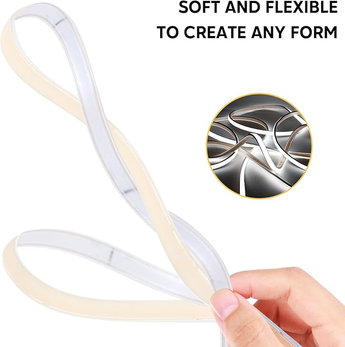 1m LED Strip Lights Rope Lights 320LEDs 6000K Cool White AC 110V Outdoor Lights COB LED Strip Light Waterproof IP67 for Under Cabinet Lights Bedroom Patio
