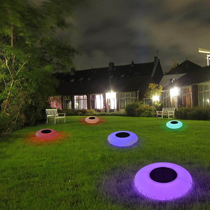Solar LED Lights Inflatable,Swimming Pool Light Solar Floating Light Floating Pool Lights with Multi-Color LED Waterproof for Outdoor Garden (L) 1pc