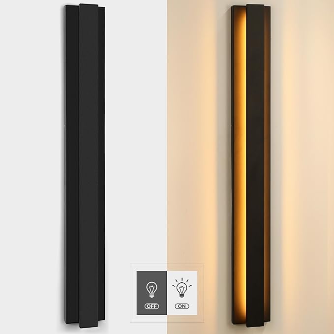 LamQee 39.4 Inch Long Outdoor Wall Lights Modern Exterior Lighting Fixtures, 3000K 30W LED Linear Outdoor Wall Sconce, Contemporary Matte Black Outside Wall Mount Lights for House Garage Porch Patio