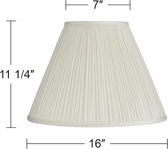 Beige Mushroom Pleated Large Empire Lamp Shade 7" Top x 16" Bottom x 12" Slant x 11.25" High (Spider) Replacement with Harp and Finial - Springcrest