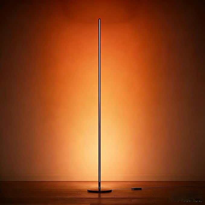 Floor Lamp with Voice Control: RGBIC Color Changing Corner Lamp with Music Sync & App Smart Dimmable Tall Standing Light for Living Room Bedroom Gaming Room Compatible with Alexa