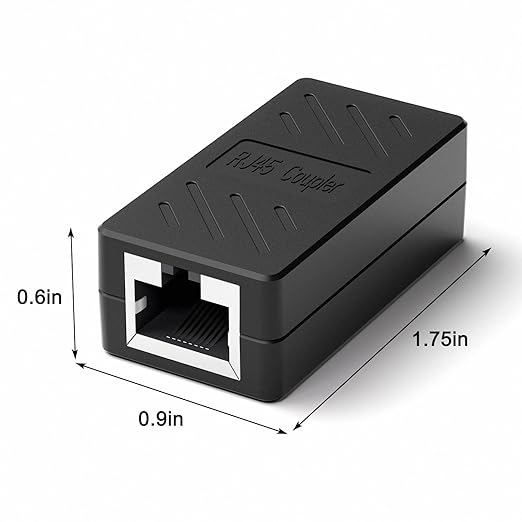 100 PCS Gigabit RJ45 Coupler, Ethernet Extender Connector in Line Coupler for Cat8/Cat7/Cat6/Cat5e/Cat5 Ethernet Cable Extender Adapter Female to Female (Black)