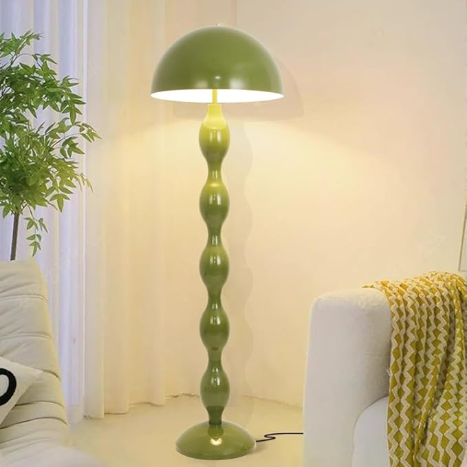 Floor Lamp Creative Green Mushroom Lamp, Standing Lamp with Foot Switch, Creamy Style Modern Tall Lamp for Living Room, Bedroom, Office, Corner, E26/E27 Bulbs Compatible