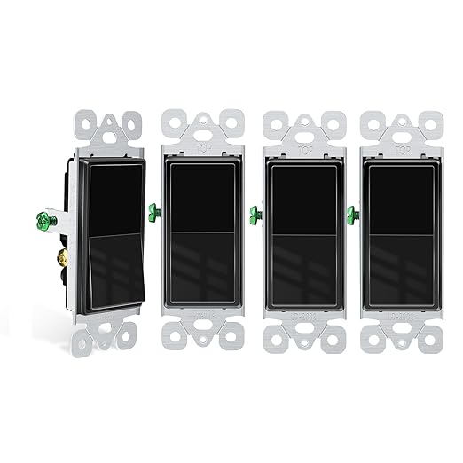 Greencycle Black 3 Way Light Switch,Three Way Single Pole Switches, 15A 120-277V Rocker Paddle Wall Switch,On Off Switches, Self-Grounding, UL Certified,Residential and Commercial Grade,4PK