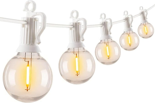 Brightown 25 Feet LED Outdoor String Lights with Shatterproof G40 Edison Bulbs, Connectable and Weatherproof Strand, Commercial Grade Patio Lights for Backyard Garden Patio Decorative, White