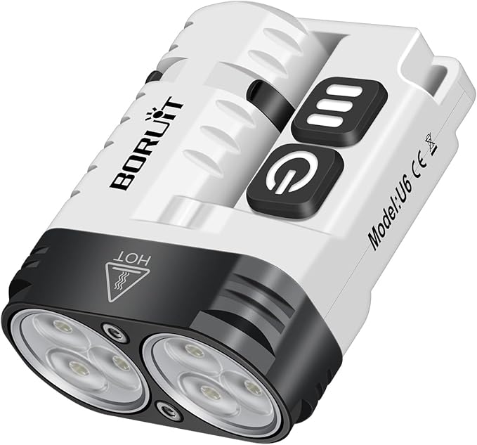 BORUIT U6 Small Flashlights Powerful, Super Bright Mini EDC Flashlight USB C Rechargeable Led Pocket Clip Flash Light with Keychain, Magnetic, Lanyard, IP68 Waterproof