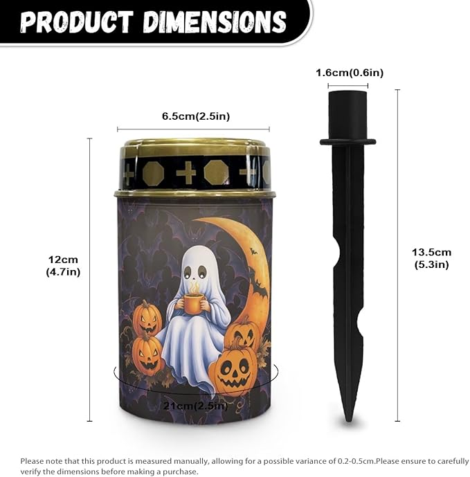 Halloween Prayer Cemetery Solar Lights for Grave Cemetery Cute Ghost Moon Candle Lamp Solar Powered Landscape Lights Halloween Decorations