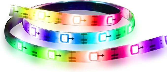 Energizer Smart RGB+IC LED Light Strip, 25 Foot Indoor Wi-Fi Color Flow LED Light Strip, Sound Reactive, Remote Access, Voice Control with Alexa, Siri, Google, Grouping, Scheduling, No Hub Required