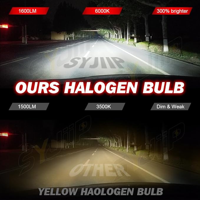 Upgraded Halogen Headlight Bulbs Compatible for Toyota RAV4 2013 2014 2015, 9005 High and Low Beam Headlamp Lights, 6000K White, 300% Brightness, Plug N Play, 4-Pack