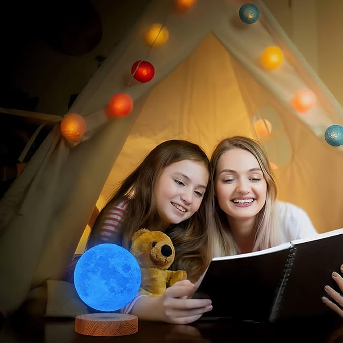VGAzer Levitating Moon Lamp 5.9 Inch 16 Colors Moon Lamp 3D Moon LED Light with Remote Control for Unique Gifts,Room Decor,Night Light, (Round Base)