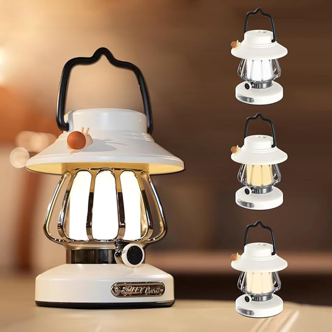 LED Rechargeable Retro Horse Lamp, Outdoor Cute Camping Light, Portable Mini Snail Horse Lamp with 3-Mode Dimmable Light Intensity and Memory Function