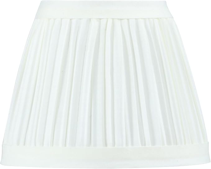 Aspen Creative 51511-2, Hardback Empire Transitional Clip-On Chandelier Lamp Shade, Mushroom Pleated Off-White Faux Silk Fabric, 3" Top x 5" Bottom x 4" Slant Height, Set of 2
