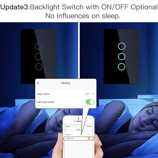 MoesGo WiFi Smart Wall Light Switch,Glass Panel, Multi-Control(3 Way), 2.4GHz Wi-Fi Touch Switches, Neutral Wire Required, Remote Control Smart Life/Tuya App, Work with Alexa, Google Home Black 3 Gang