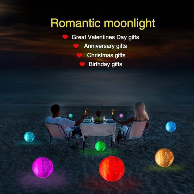 Moon Lamp, Galaxy Night Light, 16 Colors Large galaxy light 3D printing Moon Night Light with Stand/Remote Control/Touch/USB Rechargeable, Moon Light for Kids Baby friend family gifts (9.6 inch)