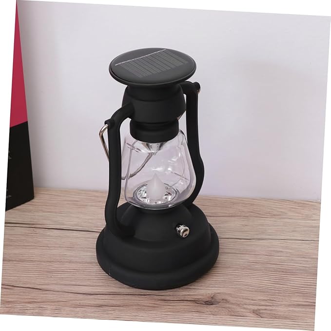 USB Rechargeable Solar Retro Horse Lantern Multi Function Camping Light Hand Powered Portable LED Lantern for Outdoor Activities Black